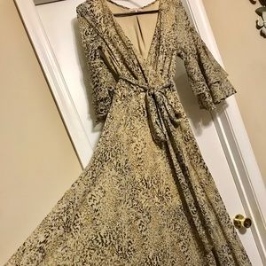 Beautiful chiffon wrap neck maxi leopard print